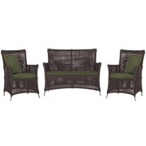 Jogo Sofá e 2 Poltronas de Área Igapó Alumínio Pintura Fendi Corda Náutica Estofado 13 Trama