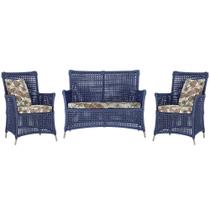 Jogo Sofá e 2 Poltronas de Área Igapó Alumínio Pintura Fendi Corda Náutica Estofado 6 Trama