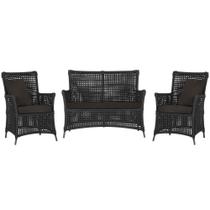 Jogo Sofá e 2 Poltronas de Área Igapó Alumínio Pintura Marrom Corda Náutica Estofado 9 Trama