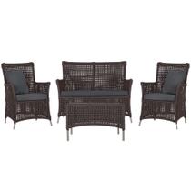 Jogo Sofá e 2 Poltronas e Mesa Igapó Alumínio Fendi Corda Náutica E11 Trama Original