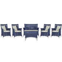Jogo Sofá e 4 Poltronas e Mesa Igapó Alumínio Fendi Corda Náutica E3 Trama Original