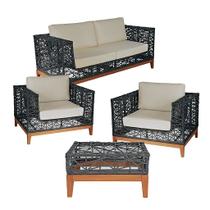 Jogo Sofá Estrela Completo em Fibra Sintética e Alumínio Área Externa