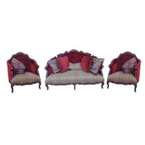 Jogo Sofa Madeira de Lei Imbuia Fazenda Tecido Vinho Luxo Jogo Sofa Madeira de Lei Imbuia Fazenda Tecido Vinho Luxo