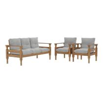 Jogo Sofá Madeira Maciça 3 Lugares E 2 Poltronas Liz Multimóveis Vcr7001 Cinza Cinza Jogo Sofá Madeira Maciça 3 Lugares E 2 Poltronas Liz Multimóveis Vcr7001 Cinza Cinza