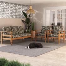 Jogo Sofá Madeira Maciça 3 Lugares e 2 Poltronas Liz Multimóveis VCR7001 Jogo Sofá Madeira Maciça 3 Lugares e 2 Poltronas Liz Multimóveis VCR7001