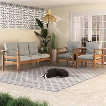 Jogo Sofá Madeira Maciça 3 Lugares e 2 Poltronas Liz Multimóveis VCR7001 Jogo Sofá Madeira Maciça 3 Lugares e 2 Poltronas Liz Multimóveis VCR7001