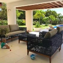 Jogo Sofá Petúnia Em Fibra Sintética E Alumínio Área Externa