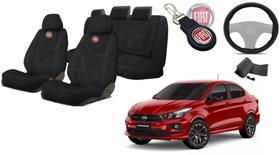 Jogo Sofisticado Fiat Cronos 2017-2018 + Capas Tecido, Volante e Chaveiro - Toque Premium