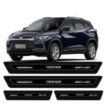 Jogo Soleira Chevrolet Tracker 2020 a 2022 Protetora Resinada Premium Preto Black