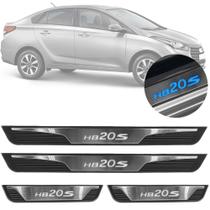 Jogo Soleira com LED Hyundai HB20S 2012 Em Diante Aço Escovado