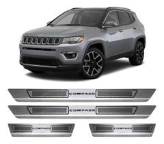 Jogo Soleira de Porta Aco Inox JEEP Compass 2017 2018 2020 Jogo Soleira de Porta Aco Inox JEEP Compass 2017 2018 2020