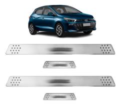 Jogo Soleira de Porta HB20 Hatch 2014 2015 2016 2017 2018 2019 2020 2021 2022 2023 2024 2025 Cromado Escovado Personalizada