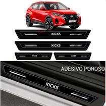 Jogo Soleira Porta Nissan Kicks Proteção Resinada Premium Preto Black