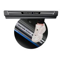 Jogo Soleira Premium Elegance Chevrolet New Tracker Turbo 2020 2021 2022 2023 2024 - 4 Portas ( Vinil + Resinada 8 Peças )