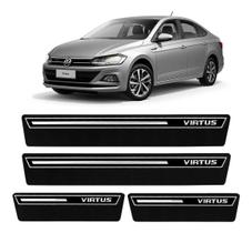 Jogo Soleira Premium Elegance Preto VW Virtus - 4 Portas - Vinil + Resinada 8 Peças