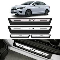 Jogo Soleira Proteção Porta Premium Prata Silver Honda City