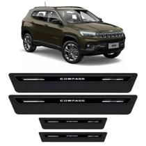 Jogo Soleira Proteção Porta Premium Preto Black Jeep Compass