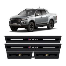 Jogo soleira resinada gm chevrolet s10 + blackout (8 peças)