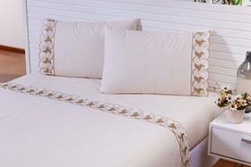 Jogo SOLTEIRO KING Barrado Richilieu 200 Fios 3 Peças 2,00 X1,00 X40