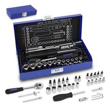 Jogo Soquete 1/4 Bigrais 33pcs Aço Cromado Catraca Hexagonal