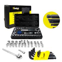 Jogo Soquete 40 PÇS + Jogo Chave Allen Curta Abaulada 9 PÇS Jogo Soquete 40 PÇS + Jogo Chave Allen Curta Abaulada 9 PÇS