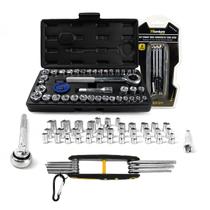 Jogo Soquete 40 PÇS + Jogo Chaves Tork Tipo Canivete 8 PÇS