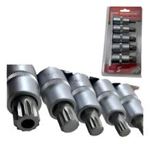 Jogo Soquete Bits Multidentado 1/2Pol Com 5 Peças Corneta