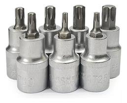 Jogo Soquete Bits Torx 1/2 Pol T20 A T55 7 Peças Crv 1 Linha