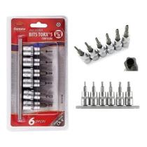 Jogo Soquete Bits Torx Curto 3/8 Profissional 6 Pçs Jogo Soquete Bits Torx Curto 3/8 Profissional 6 Pçs