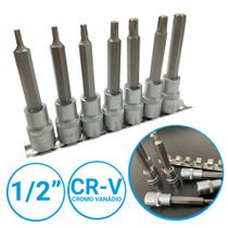 Jogo Soquete Bits Torx Longo 1/2 Com 7 Peças Profissional CRV Corneta Jogo Soquete Bits Torx Longo 1/2 Com 7 Peças Profissional CRV Corneta