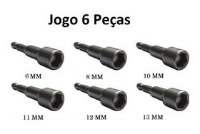Jogo Soquete Canhão Sextavado Imantado 6 Peças 6mm A 13mm Parafusadeira