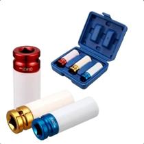 Jogo Soquete de Impacto Longo para Rodas Liga Leve 17 19 21mm Encaixe 1.2 Pol CRV com Maleta Soquetes para Chave Impacto Oficina Mecânica Jogo Soquete de Impacto Longo para Rodas Liga Leve 17 19 21mm Encaixe 1.2 Pol CRV com Maleta Soquetes para Chave Impacto Oficina Mecânica