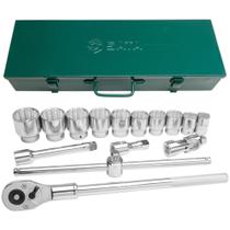Jogo Soquete Encaixe 3/4" 15 Peças 1" a 2" Estriado ST09148SJ - SATA Jogo Soquete Encaixe 3/4" 15 Peças 1" a 2" Estriado ST09148SJ - SATA