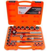 Jogo Soquete Estriado 8 A 32mm 1/2'' Catraca 22 Peças Robust