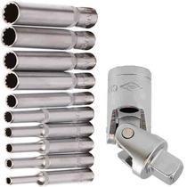 Jogo Soquete Estriado Longo 4 a 13mm 1 4Pol. Crv Junta Universal Maria Mole Jogo Soquete Estriado Longo 4 a 13mm 1 4Pol. Crv Junta Universal Maria Mole