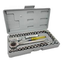 Jogo Soquete Kit 40 Peças Chave Catraca Reversível