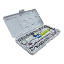 Jogo Soquete Kit 40 Peças Chave Catraca Reversível Jogo Soquete Kit 40 Peças Chave Catraca Reversível