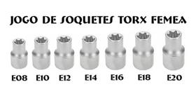 Jogo Soquete Torx Femea E8 E10 E12 E14 E16 E18 E20 Torques - Wht