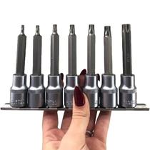 Jogo Soquete Torx T10 a T30 Encaixe 3/8” 5 Pontas com Guia 6 Peças 900093 VIP