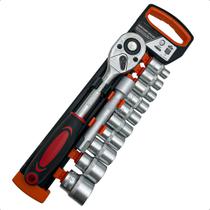 Jogo Soquetes 1.2 12 Peças com Catraca 72 Dentes Extensor 125mm Aço Cromo Vanádio Oficina Mecânica Profissional