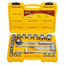 Jogo Soquetes 1/2'' Aço Cromado e Maleta Tramontina 22 Peças