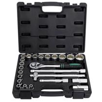 Jogo Soquetes e Catraca 1/2 POL de 8 à 32mm 24 Peças STELS Jogo Soquetes e Catraca 1/2 POL de 8 à 32mm 24 Peças STELS