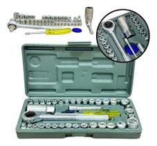 Jogo Soquetes Encaixe 1/4'' 40 Pçs Maleta Completo Importway