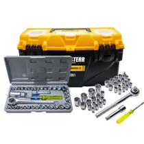 Jogo Soquetes Sextavado Catraca 40 Peças e Caixa Organizadora Para Ferramentas Fasterr