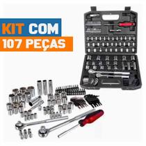 Jogo Soquetes Sextavado Catraca Reversível 107 Peças Allen Bits Maleta