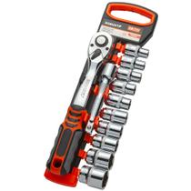 Jogo Soquetes Sextavados 1/2 12 pças Catraca Revers. Robust