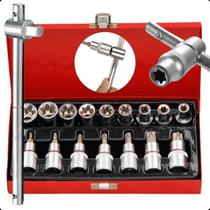 Jogo Soquetes Torx Macho Femea Profissional Automotivo Tapeceiro C/ Cabo De Força 1/2 Pol Maleta CRV