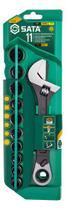 Jogo Soquetes Vortex X6 Chave Ajustável 11 Pçs St09000 Sata Verde