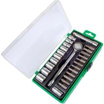 Jogo Soquetes Waft Sextavados Com Catraca 1/4pol. 25pçs Jogo Soquetes Waft Sextavados Com Catraca 1/4pol. 25pçs