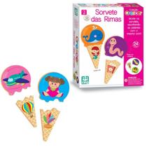 Jogo Sorvete das Rimas 24 Peças em Madeira Brinquedo Educativo Infantil - Nig Brinquedos